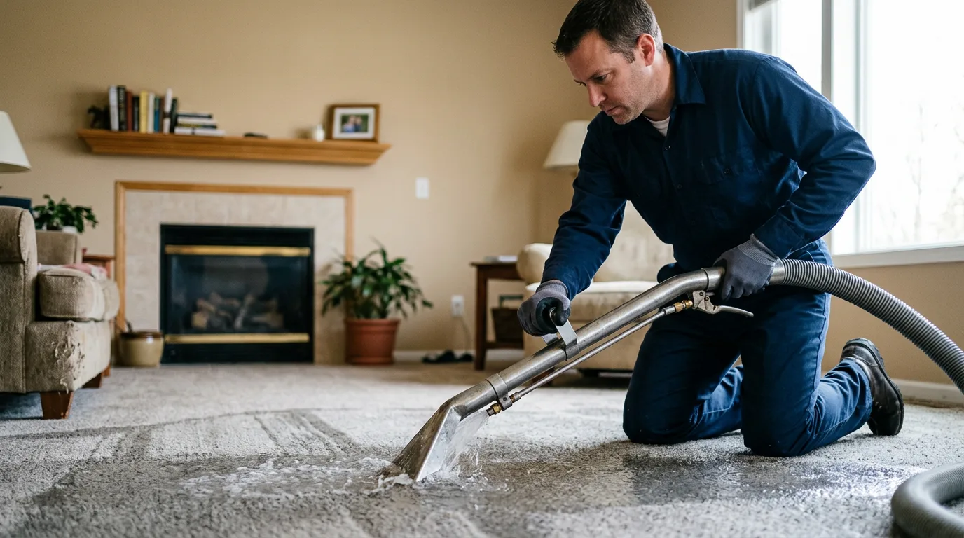 Water damage restoration technician working near Junedale, PA